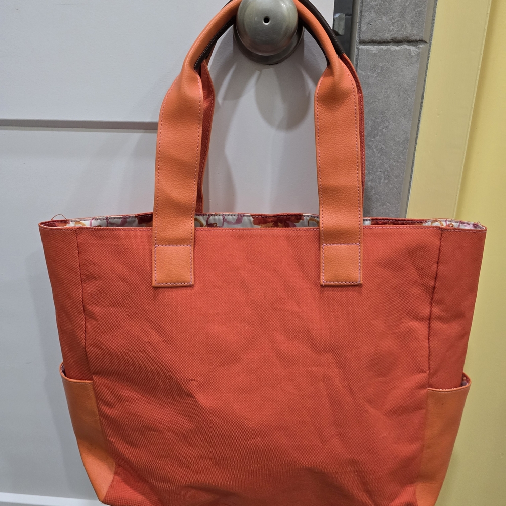Stylish Orange  Flowers Tote Bag,